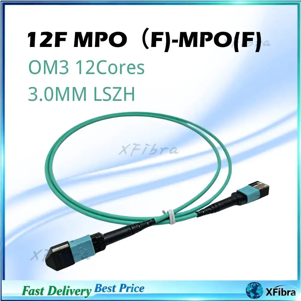 MPO(F)-MPO(F) OM3 Multimode to MPO Fiber Cable 12 Cores Compatible With LSZH For Data Communication 100G 3.0MM