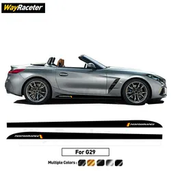 2 Pcs M Performance Decal Carbon Fiber Vinyl Door Side Stripe Skirt Sticker For BMW Z4 G29 M40i Sport 2019 2020 2021 2022 2023