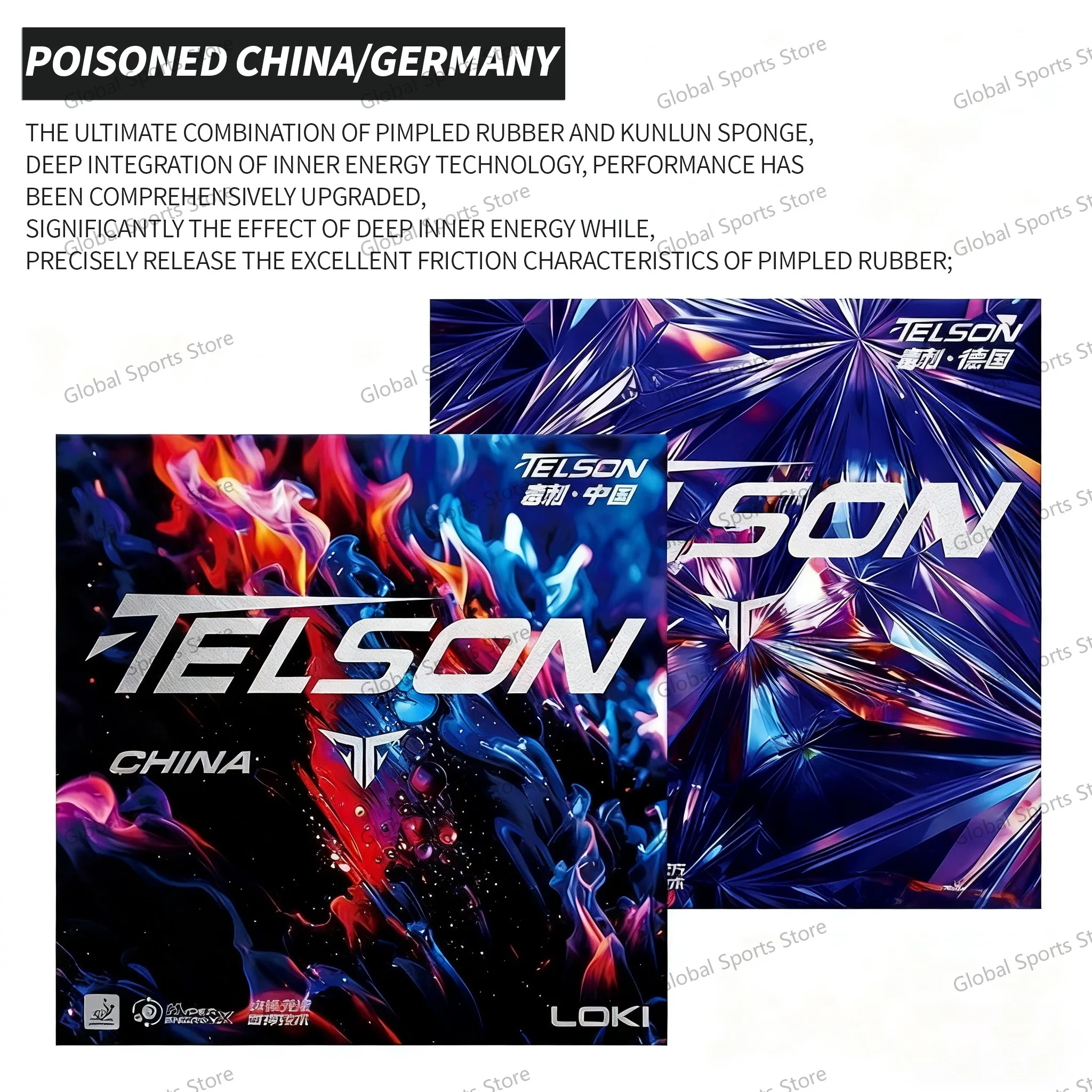 LOKI ستينغر تنس الطاولة المطاط ستينغر الصين/الألمانية مبتذل البثور كعكة مقلوب الإسفنج بينغ بونغ المطاط هجوم سريع الخلفية