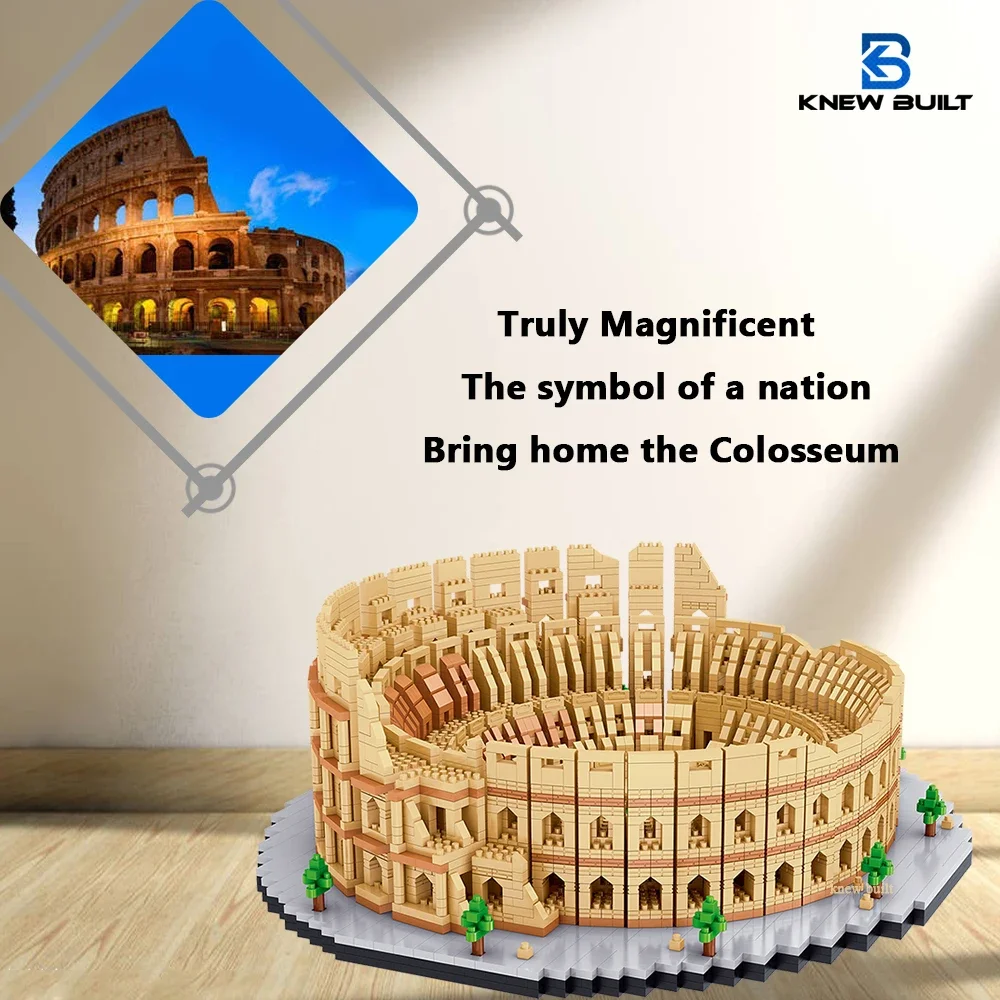 KNEW BUILT ยูโร constrution Roma colosseum Micro MINI บล็อกตัวต่อสำหรับผู้ใหญ่ของเล่นเด็กชุด Arc Triomphe Louvre Big Ben Brick