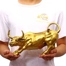 Copper Brass Bull Wall Street Cattle Sculpture Cow Statue Mascot Ornament Office Decor Exquisite Crafts Gift