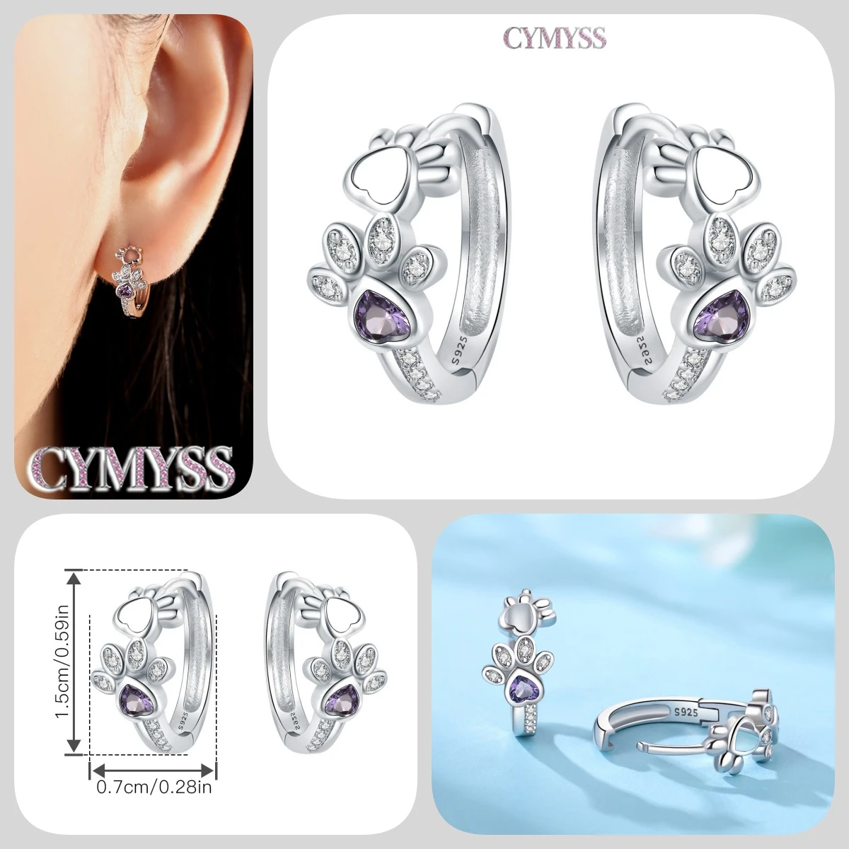 2026 NEU Original Einfache 925 Sterling Silber Niedliche Schlafende Katze Creolen für Damen Mode Feiner Schmuck Geburtstagsgeschenke – Detail 38