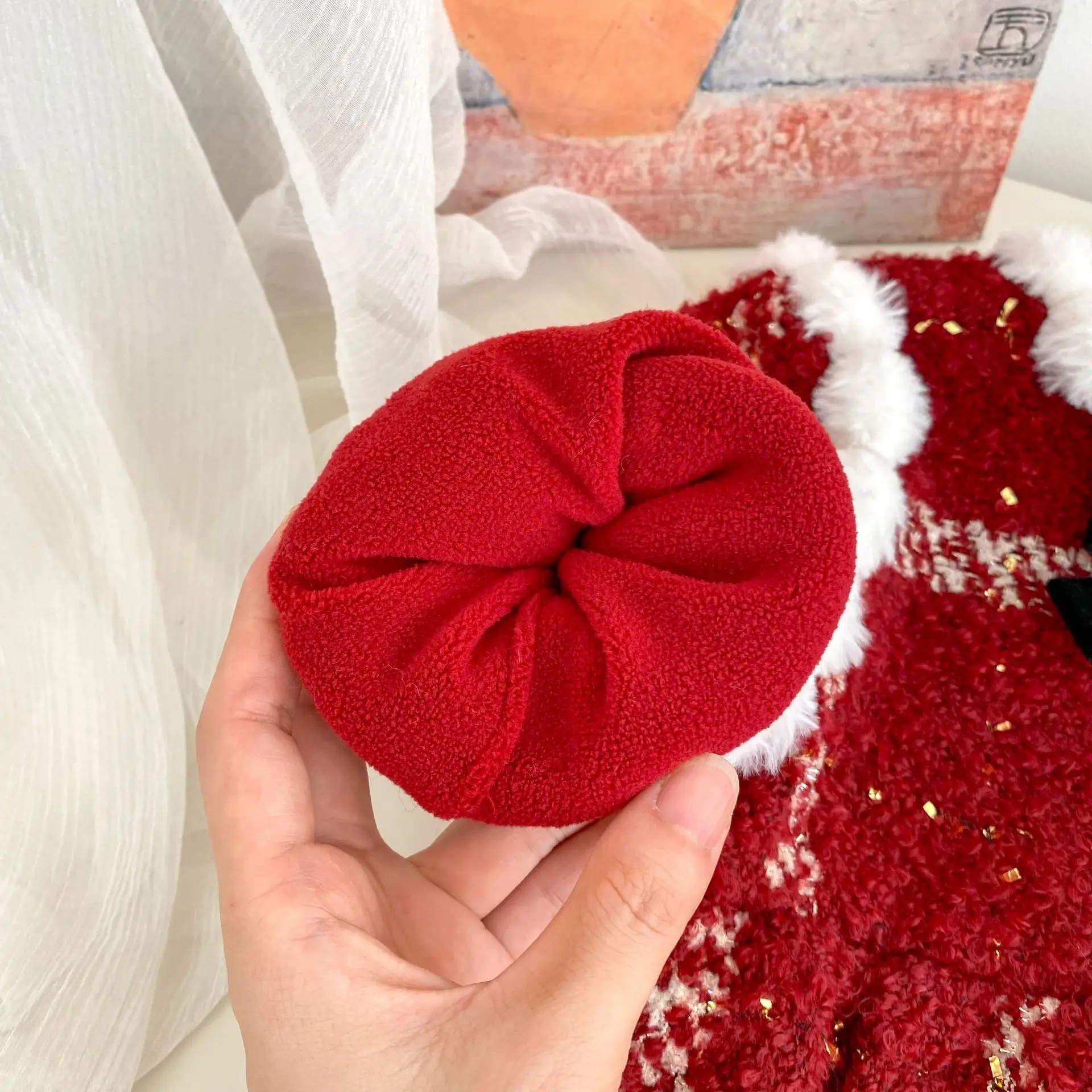 عيد الميلاد لطيف الرضع فتاة القوس منقوشة بذلة زائد المخملية سميكة ملابس الطفل 2025 شتاء جديد طفلة طويلة الأكمام الصوف رومبير #3