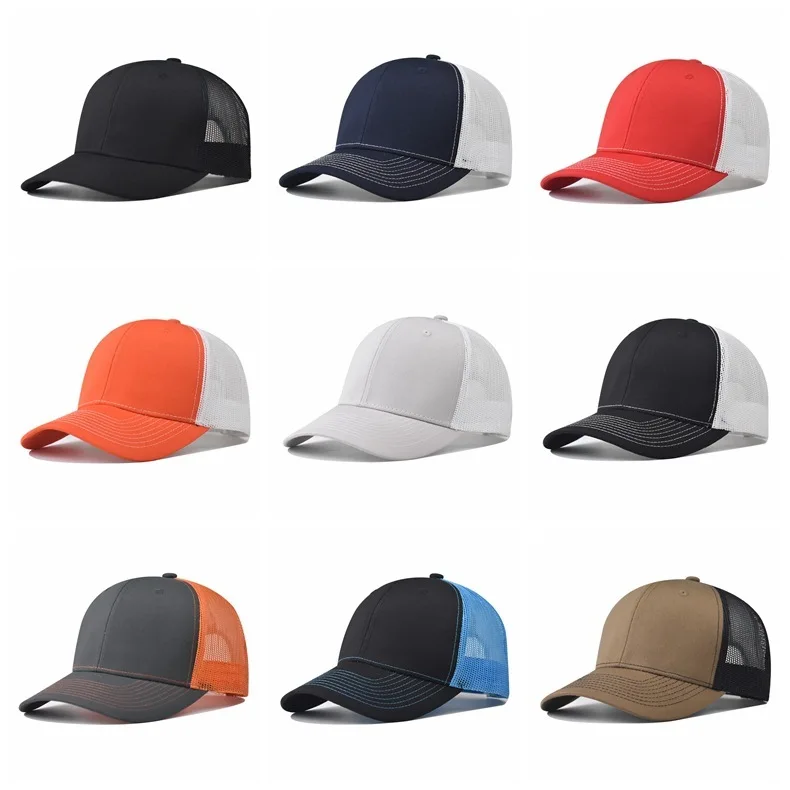 Hot Selling Slightly Curved Brim Baseball Outdoor Hiking Hardened Lining Non-Deformable Plain Mesh Cap