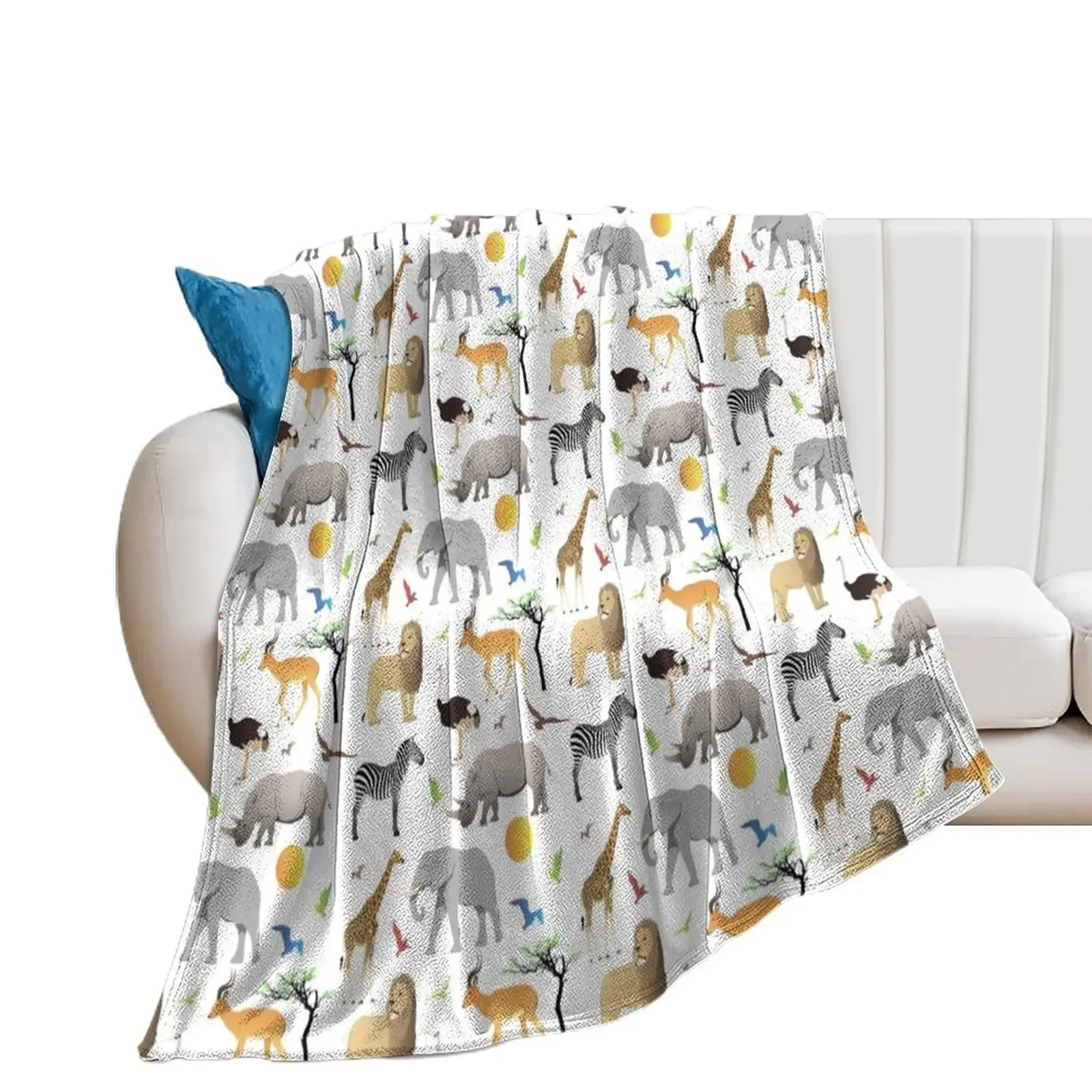 Safari Savanna Various Animals Throw Blanket Beach Cute Plaid Blankets For Bed Quilt Blankets