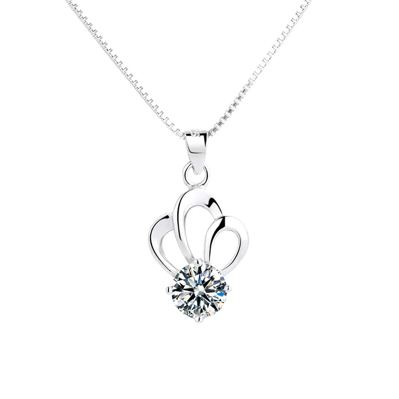 

S925 Sterling Silver Women's Crown Pendant Fashion Zircon Necklace Factory Wholesale Jewelry