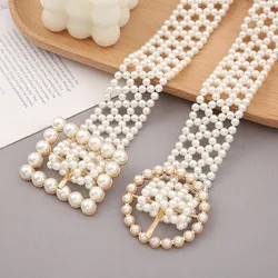 Pearl handmade Belt Female Korean Fashion wedding Dress Wide Waist Chain Waist Belt