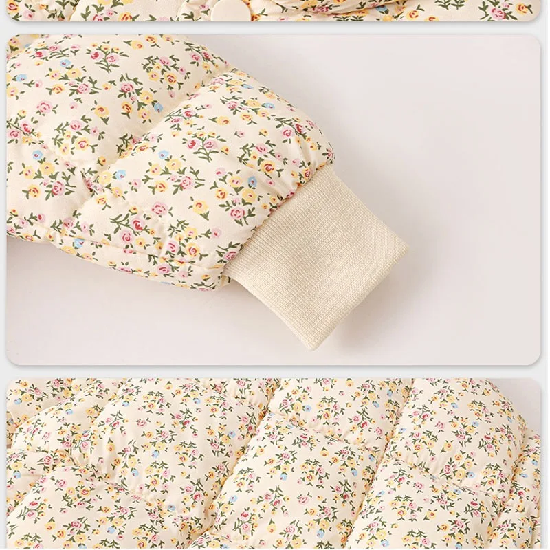 Girls Cotton-padded Coats 2025 Winter Floral Jacket for Kids Thicken Warm Children Parkas Toddler Ouaterwear Baby Down Outfits view 6