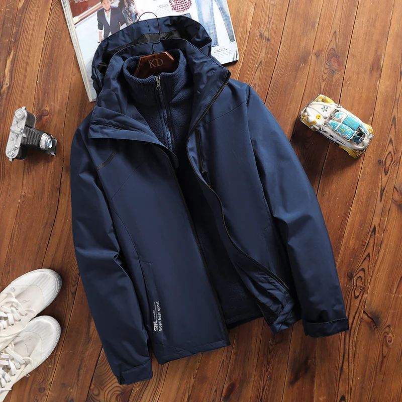 

Утепленная зимняя куртка для активного отдыха, водонепроницаемая, ветрозащитная, для горного туризма, теплая, большого размера, комплект из двух предметов (куртка-трансформер)