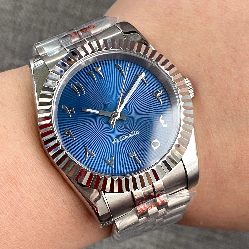 Tandorio 36mm/39mm Arabic Numerals Business NH35A Automatic Diving Men Watch Slide Buckle Jubilee Strap Sapphire Glass Luminous