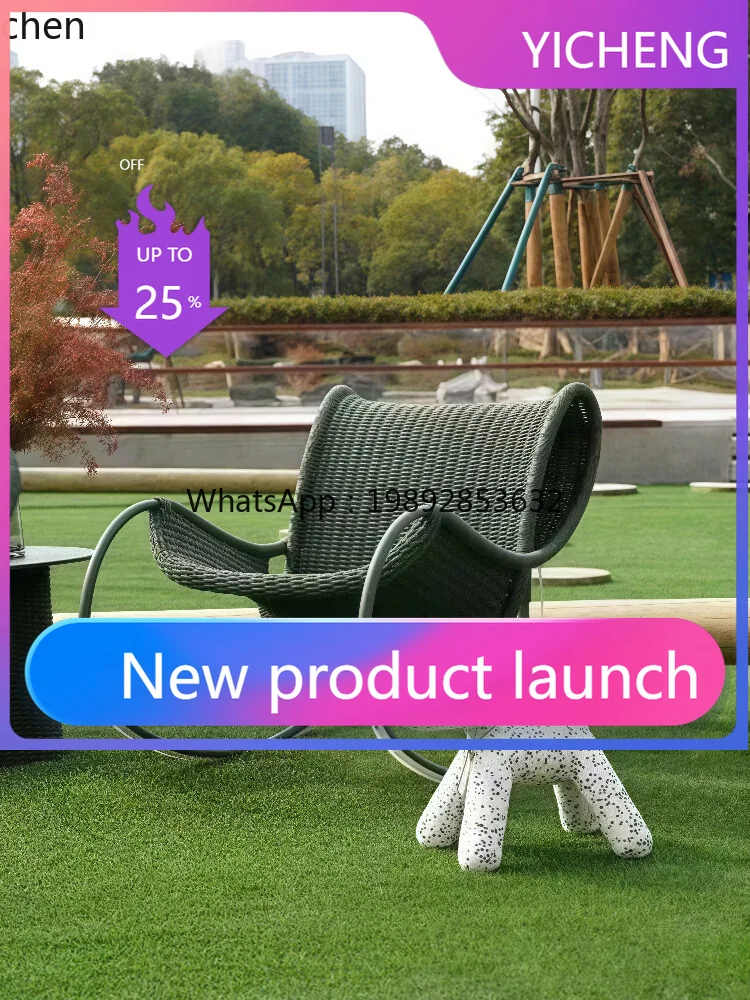 

LYY outdoor courtyard rocking chair coffee table villa hotel courtyard garden waterproof sunscreen dining table and chairs