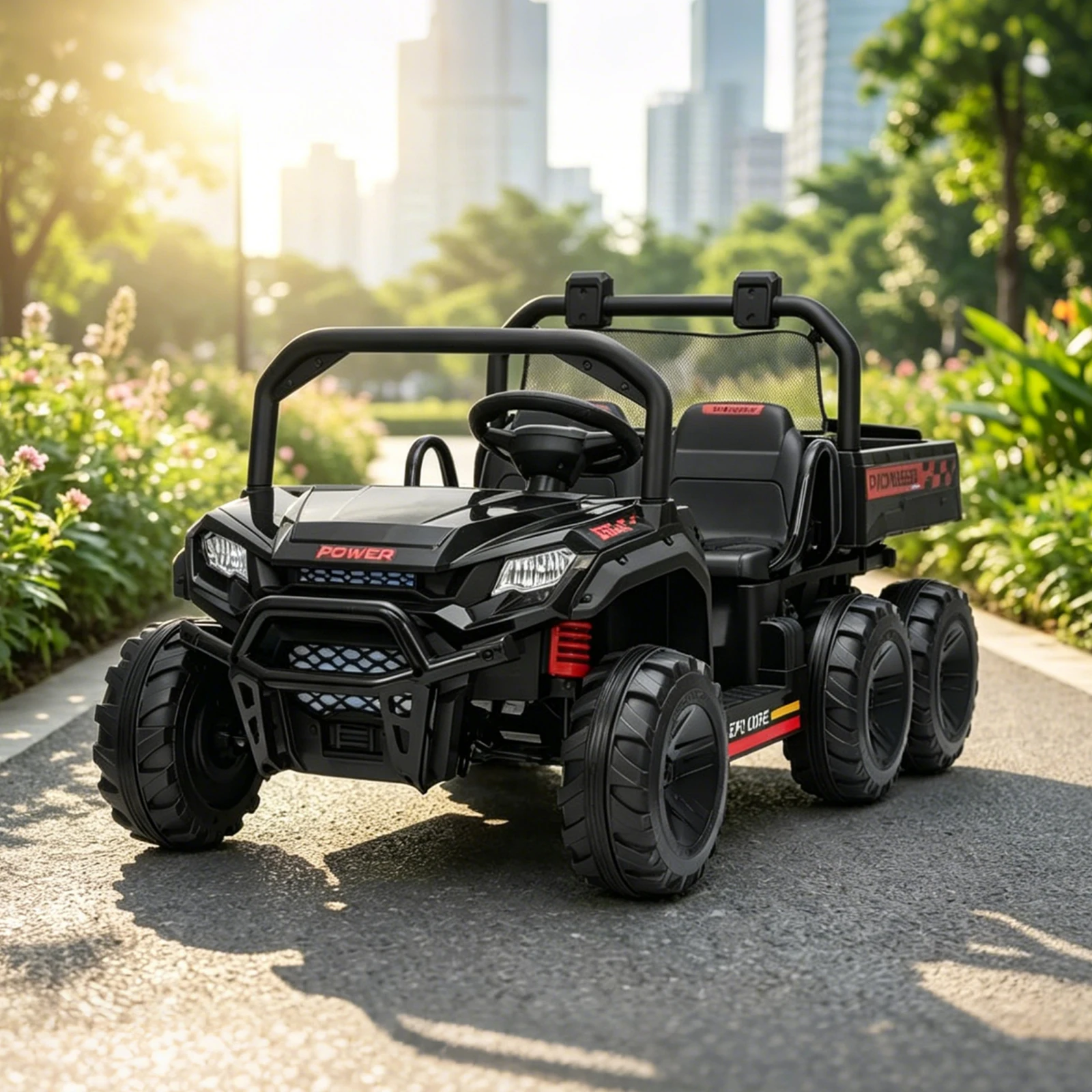 24V 4WD Kids Ride On Dump Truck 2 Seater With Parent Remote, Electric Dump Bed, 3 Speeds, Shock Absorption, LED Lights Music Fun