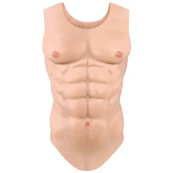 High Quality  Male Chest Silicone Muscle Vest Realistic Mens Silicone Chest Male Fake Muscle Belly For Cosplay Transgender