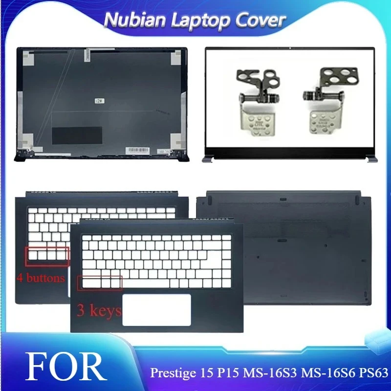 For Prestige 15 P15 MS-16S3 MS-16S6 PS63 Laptop LCD Back Cover/Front Bezel/Palmrest/Bottom Case/Hinges blue
