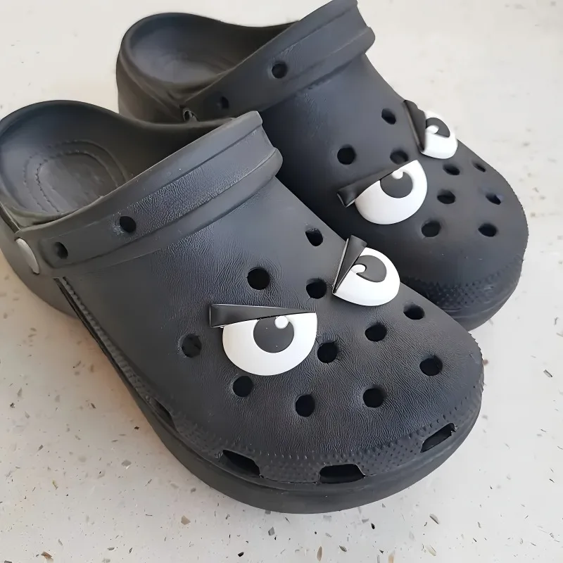 Cartoon Soft Rubber 3D Eye Shoe Buckle with Funny Expressions DIY Hole Shoe Charms for Creative Footwear Decoration