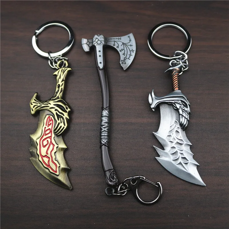 HQ لعبة إله الحرب 4 كراتوس المفاتيح للرجال قلادة الحارس درع حلقة رئيسية سلسلة معدنية كراتوس مفتاح سلسلة للحقائب مجوهرات هدية