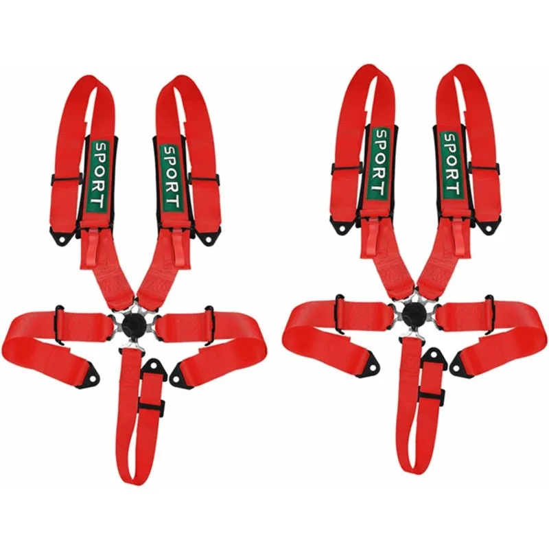 

2PCS 5 Point Racing Harness Seat Belt SFI Certified Protection Heavy Duty 3 inch Shoulder Pads Quick Release Cam Lock Latch Mech
