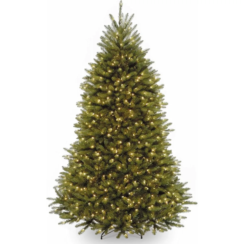 

7.5 ft Pre-Lit Dunhill Fir Artificial Christmas Tree, 600 Clear Lights, 2,189 Tips, Includes Stand, Green