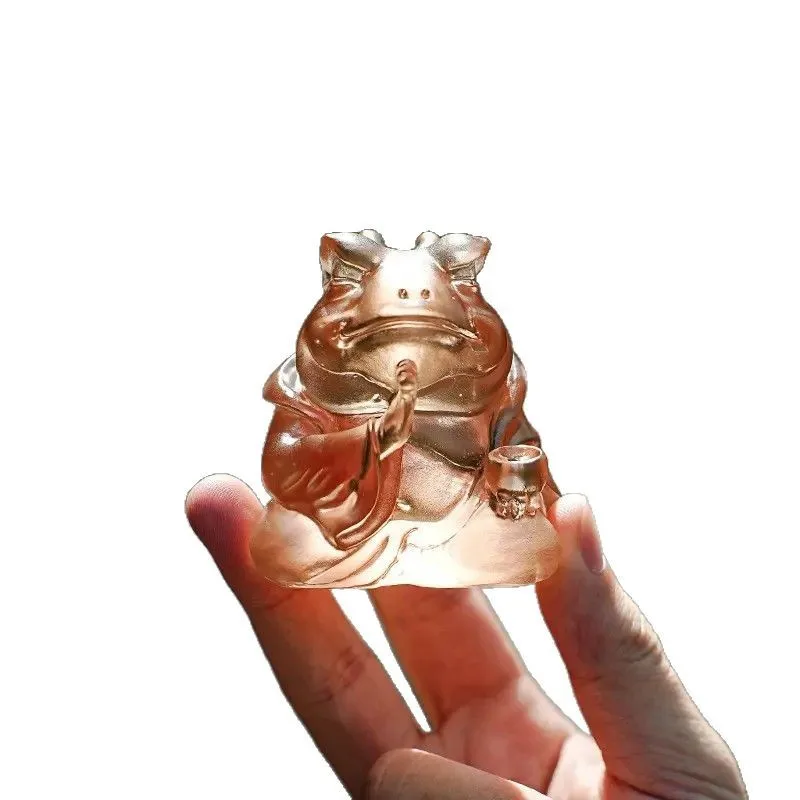 Glazed colored golden toad master line incense insert toad Guochao desktop ornament auspicious style