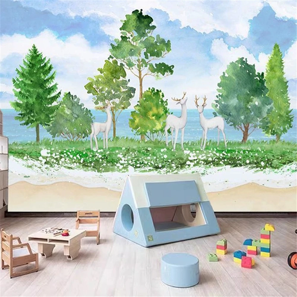 Custom photo mural plant wall paper bedroom Forest elk wallpaper for children's room background wall stickers for living room