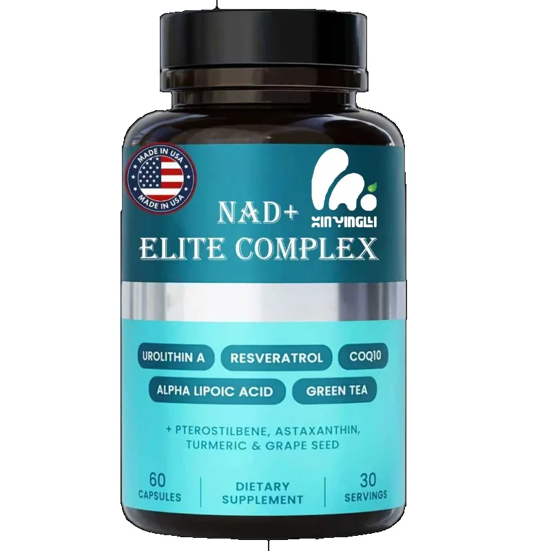 

NAD 300 мг содержит уролитин А, ресвератрол, коэнзим Q10, антиоксидант, для клеточной энергии, здоровья митохондрий и борьбы со старением.