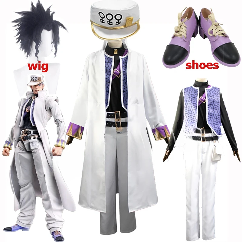 Anime Jo bizarre Abenteuer Diamant ist unzerbrechlich Kujo Jotaro Cosplay Kostüm mit Hut Frauen Männer Halloween Perücke Schuhe