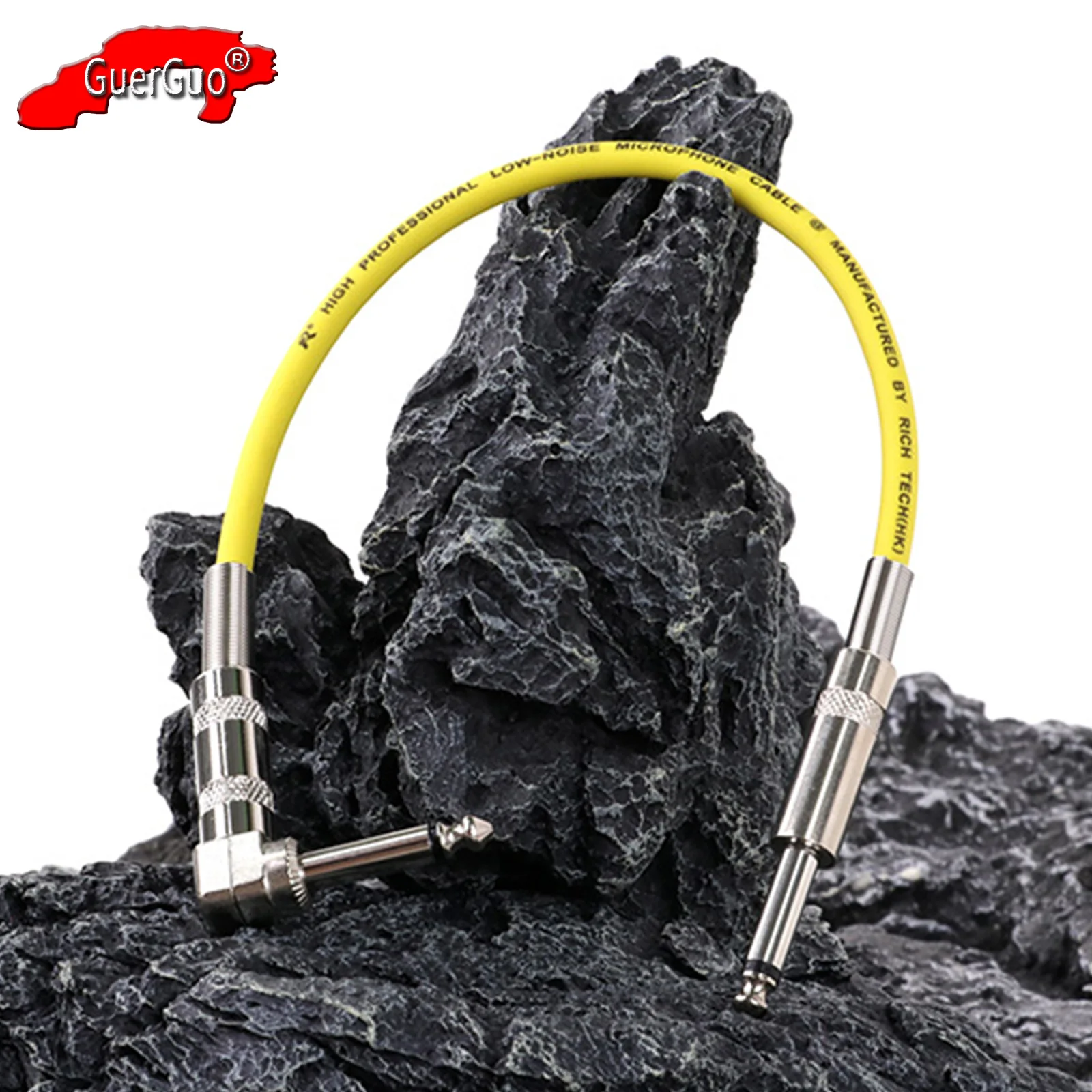 Guitar Instrument Cable,Right Angle 6.35mm Mono Jack to Straight 1/4 Inch TS Guitar Cord for Guitar Bass Keyboard Effector Mixer