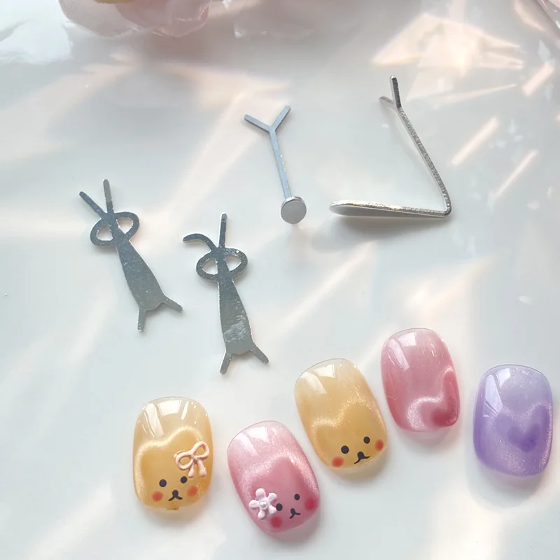 TSZS 1 stks schattig konijn vormige cat eye magneet gevouwen multifunctionele y-vorm cat eye nagel magneet manicure tool