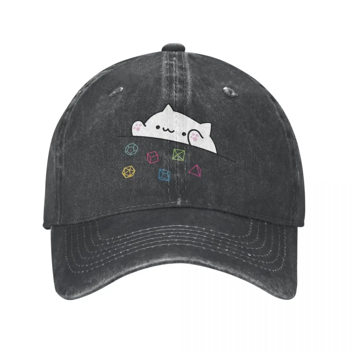 Vintage Dice Cat DnD Baseball Caps Men Women Distressed Denim Headwear Cute Cartoon Outdoor Running Golf Hats Cap