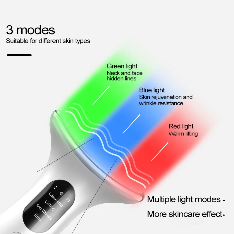 EMS LED Photon Vibração Elétrica Pescoço Massageador, Face Lifting, Beleza, Uso Doméstico