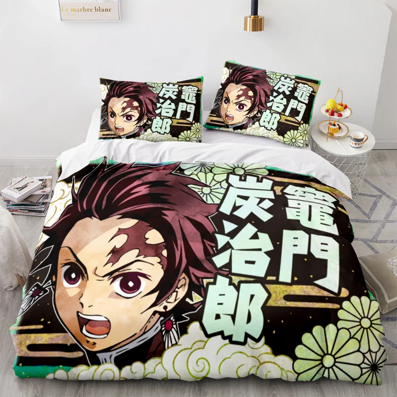 Juego de cama Demon Slayer 3D, funda nórdica de Anime, fundas de almohada individual, doble, tamaño Queen, King, decoración del hogar, edredón, funda de almohada, regalo para niños