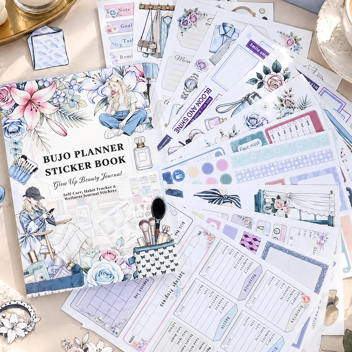 JIANWU 24 Sheets/book Vintage Flower Plan Label Landscape Sticker Book Creative DIY Journal Material Collage Stationery