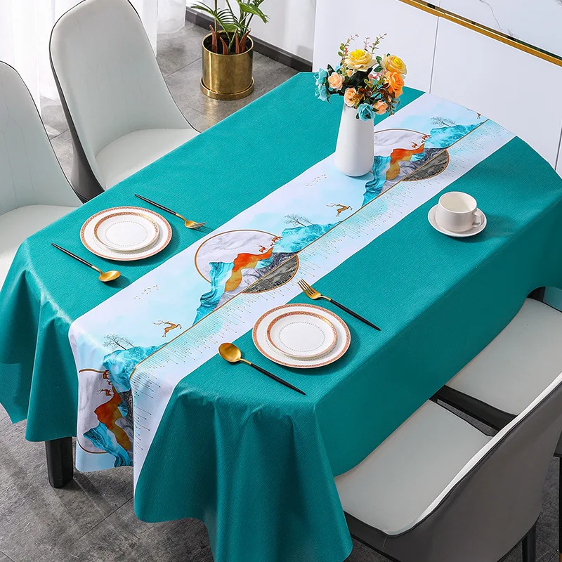 

2024 Advanced oval shaped household waterproof and oil proof tablecloth, coffee table cloth