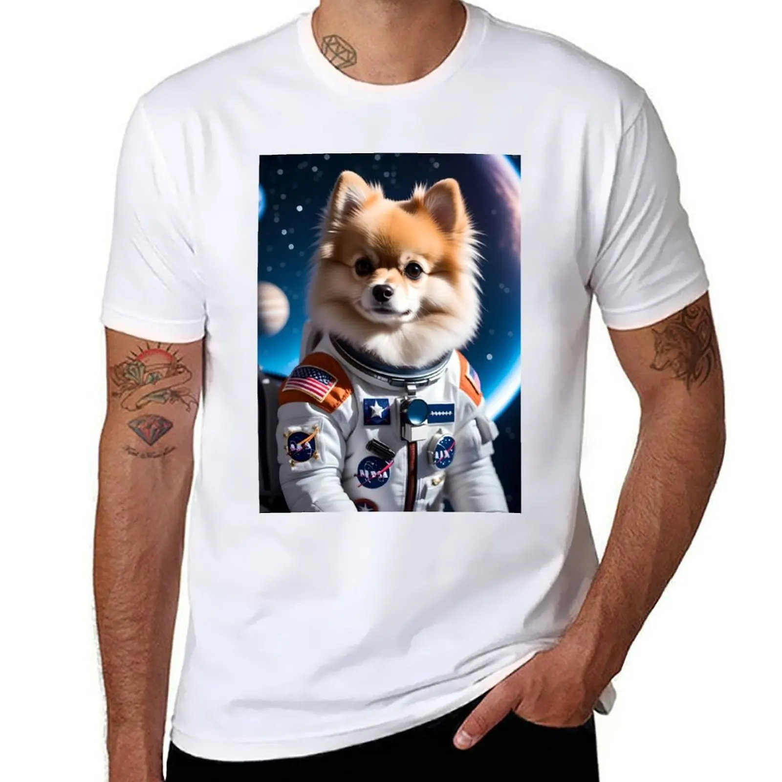 

Astronaut Pomeranian, Space Animals Collection! Galaxy BG T-Shirt man t shirts cotton cotton t shirts high quality T-Shirt