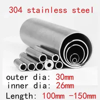 1pcs OD 30mm ID 26mm 304 Stainless Steel Tubes Hollow Round Pipe Straight Tubes 100mm 120mm 184mm 200mm 300mm 400mm 500mm Length