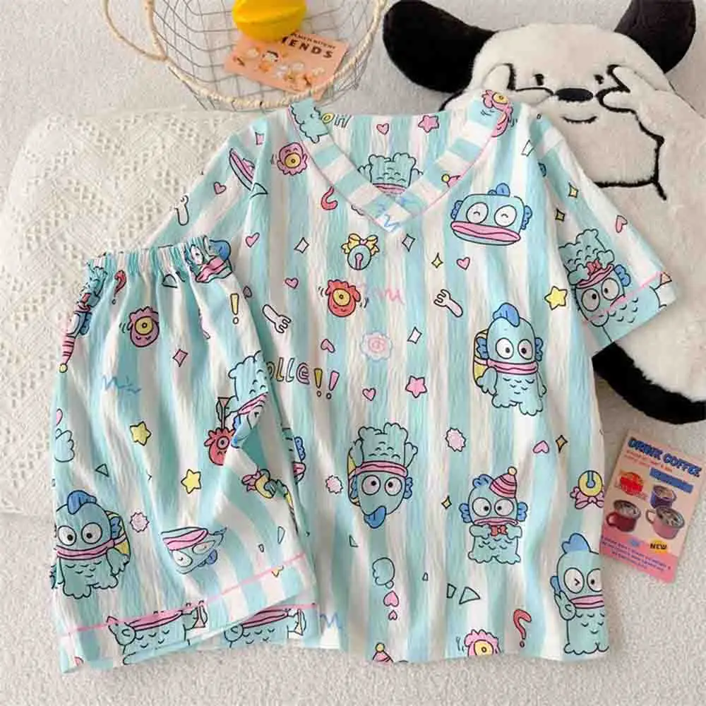 Sanrio Hangyodon Women's Pajama Set Kawaii Cartoon Summer New Loose Casual Pajama Cute Fashion Women's Home Clothes Gift 2025 view 5