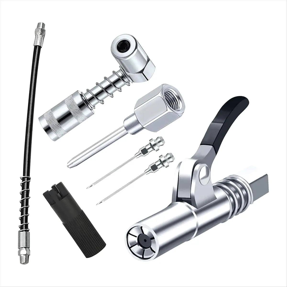 New Grease Coupler Set, Lock on Greases Couplers with 90° Grease Coupler Adaptor,Quick Release Grease Coupler