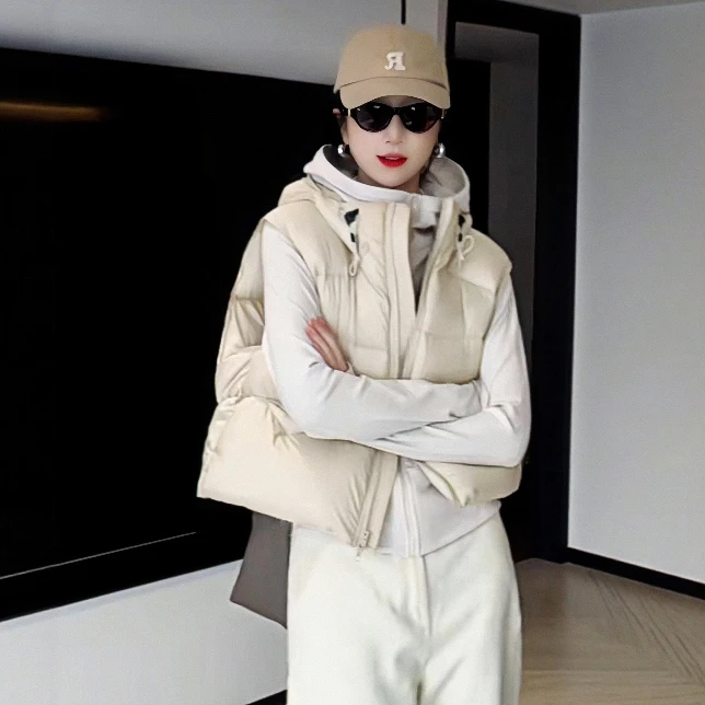 المرأة عادية أسفل سترة الدفء مبطن Jaet ort Sle الأبيض دو ريشة oulder وسادة معطف محبوك نسيج البوليستر #3