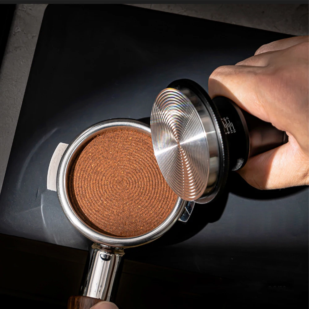Adjustable 30lb Coffee Tamper Professional Espresso Tamper with Walnut Handle, 51/53/58mm Leveling Tool