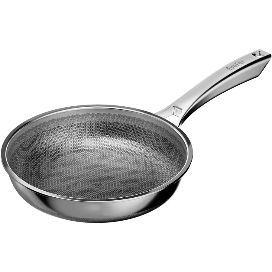 

12 Inch Hybrid Nonstick Frying Pan Stainless Steel Pan Non Stick Skillet for Everyday Cooking PFOA Free and Non Toxic Chef's Pa