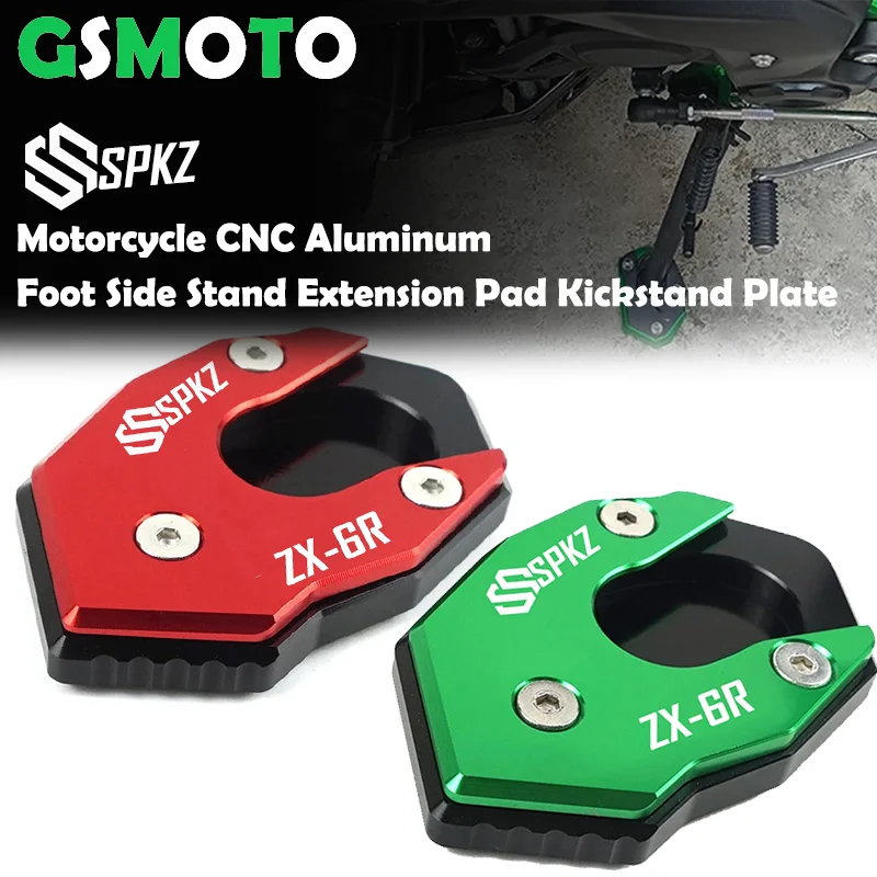 For Kawasaki ZX6R ZX-6R 2017-2019 2020 Top Selling Motorcycle CNC Accessories Kickstand Extension Plate Side Stand Enlarger Pad