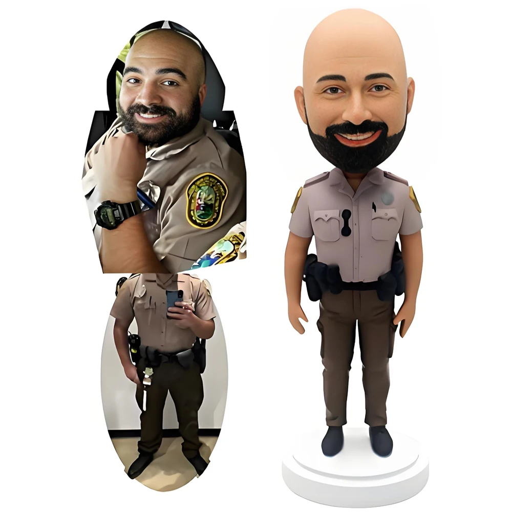 Custom Police Officer Bobblehead,Policeman Uniform Figurine,Personalized Collectible Statue,Retirement Gift Desk Decoration