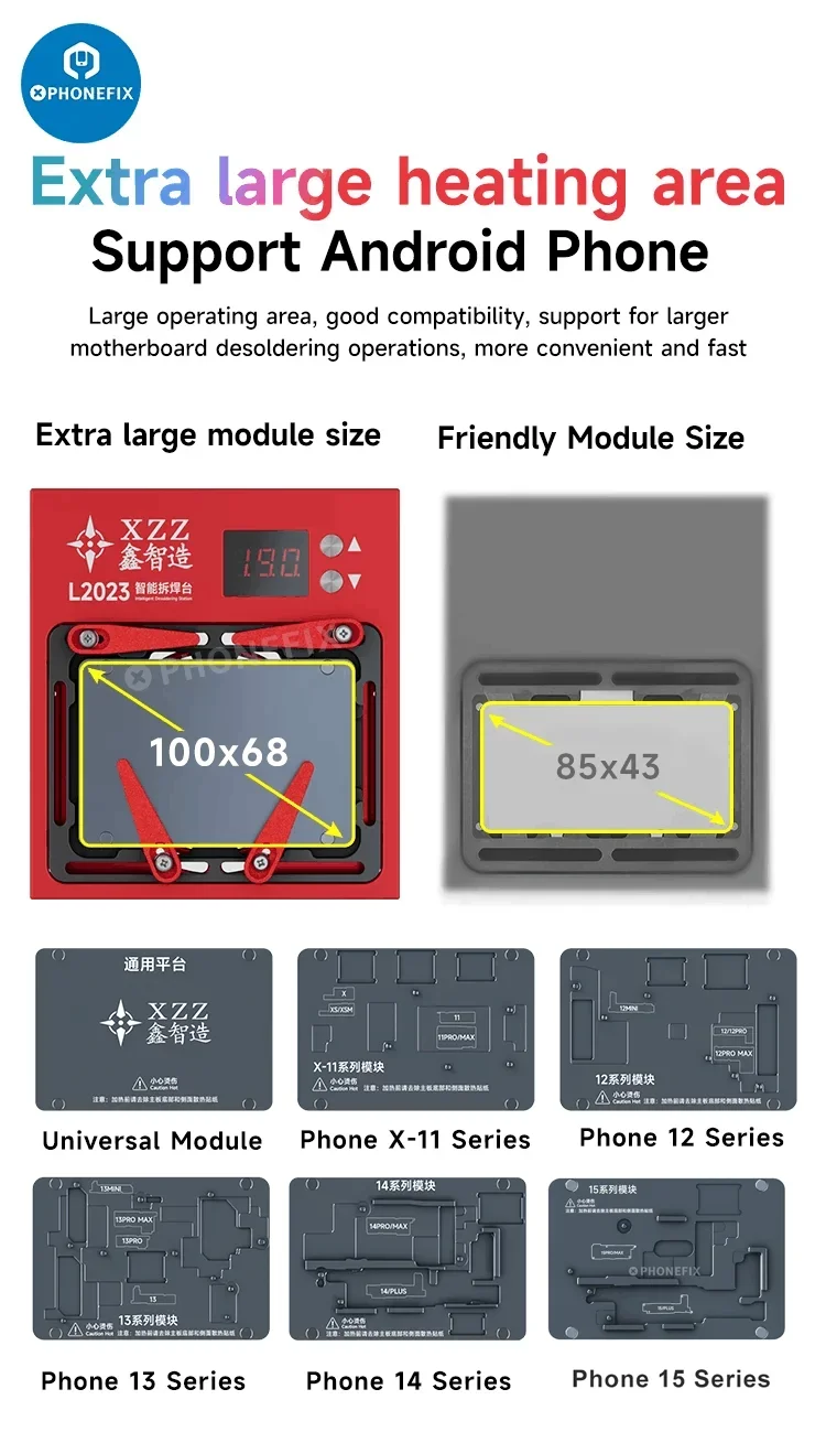 XZZ L2023 Estação de pré-aquecimento inteligente Controle de temperatura Separador de posicionamento de plataforma de dessoldagem para iPhone X-16 Pro Max