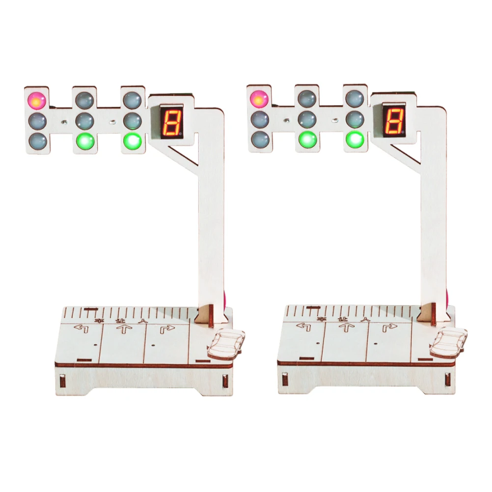 

2 Sets Traffic Light Kit DIY Building Kits for Kids Toy Model Classroom Stop Khaki Signal Pupils