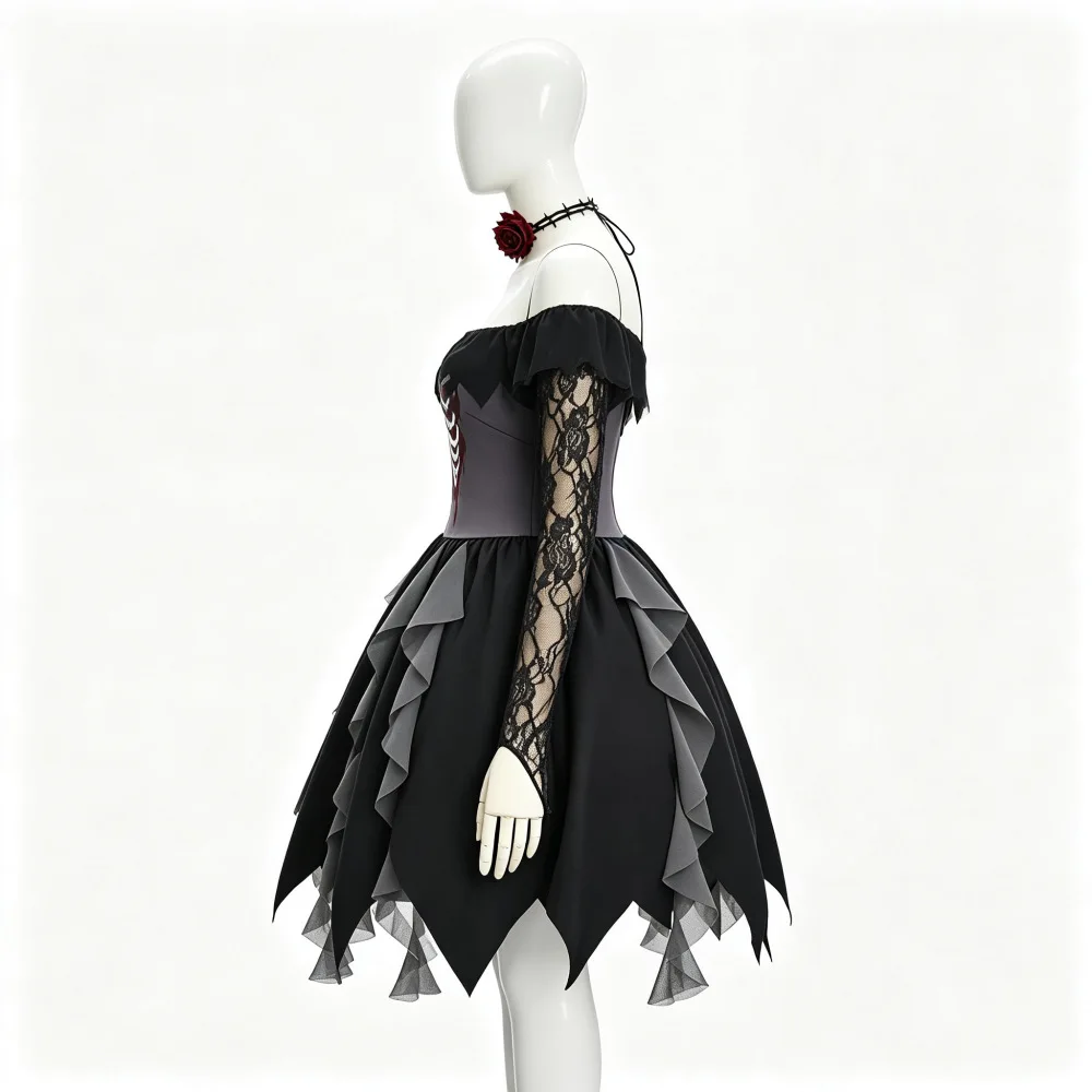 AniLV 2026 Halloween Ghost Bride Skeleton Veil Dress Uniform Outfit Cosplay Costume - view 2