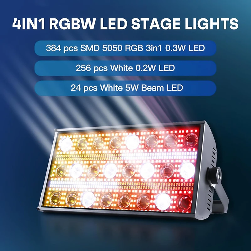 

New 300W LED Beam&Strobe RGBW 4in1 48 Partition Strobe Light 24PCS 8000K Strobe DMX Super Bright Dj Wash Bar Stage Lighting