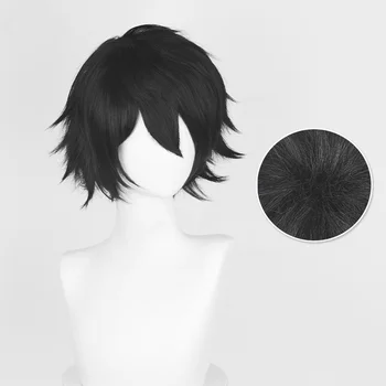 짧은 블랙 L 가발, 애니메이션 L Lawliet 코스프레 가발, 내열성 합성 머리, 할로윈 파티 L Misa Amane 가발, 30cm