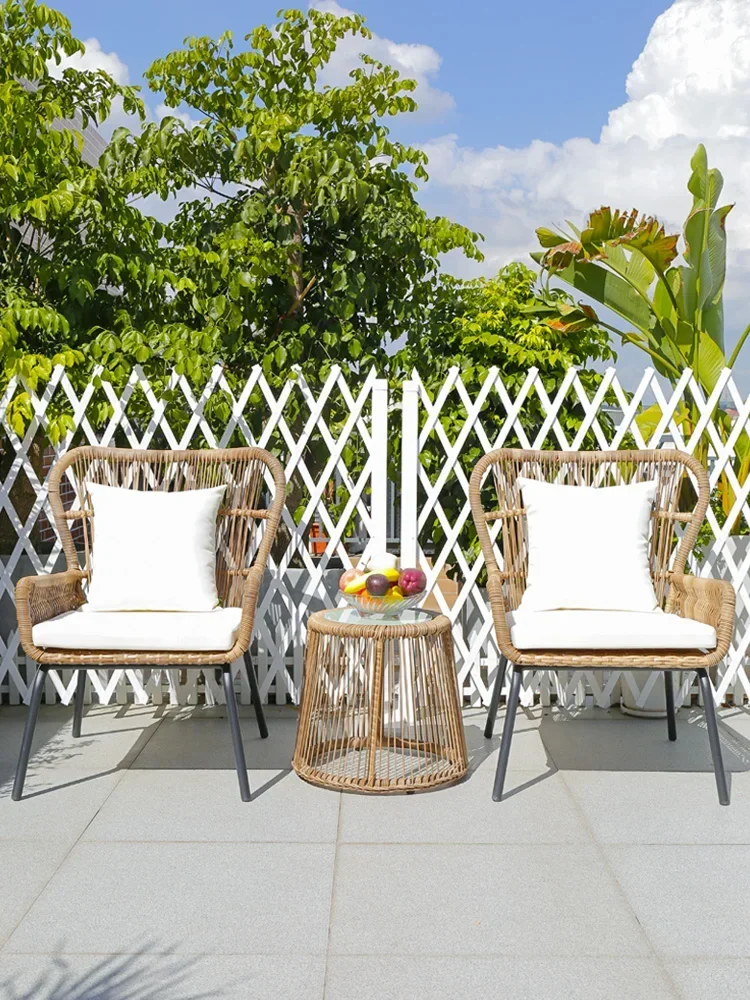 

Outdoor garden rattan chair three-piece set of patio tables and chairs, furniture, tea table chairs, open-air lounge chairs