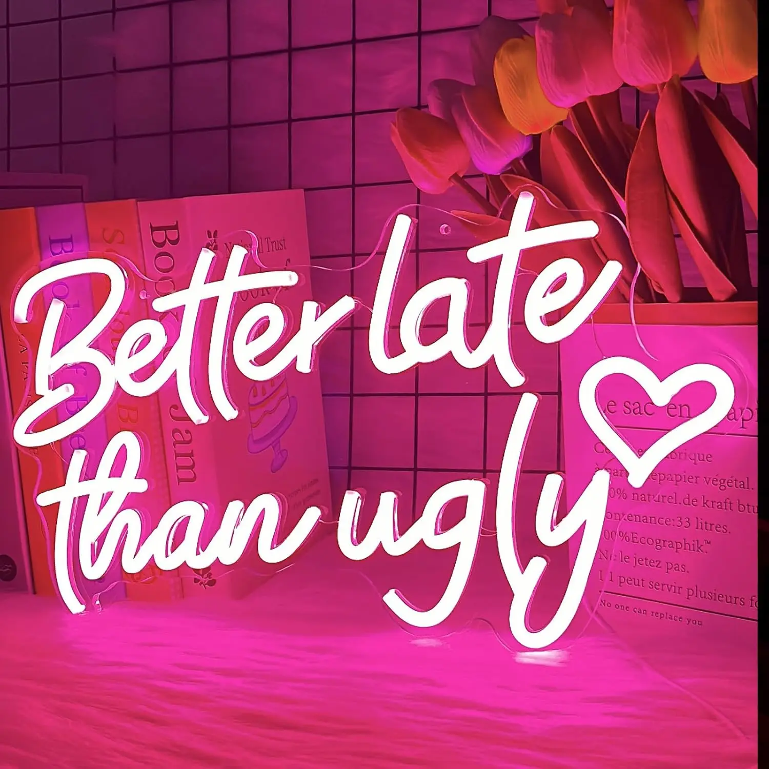 

Better Late Than Ugly Neon Signs LED Neon Lights for Wall Decor Living Room Bedroom Bar Home Party Decor Wedding Christmas Gift