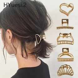 Mode Hohl Herz Metall Haar Klaue Clips Einfache Nicht Slip Mini Gold Geometrische Pony Barrettes Haar Kiefer Für Frauen Mädchen Täglich